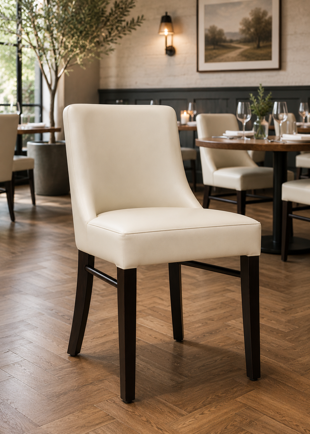 Epping Side Chair Ivory / Wenge Frame