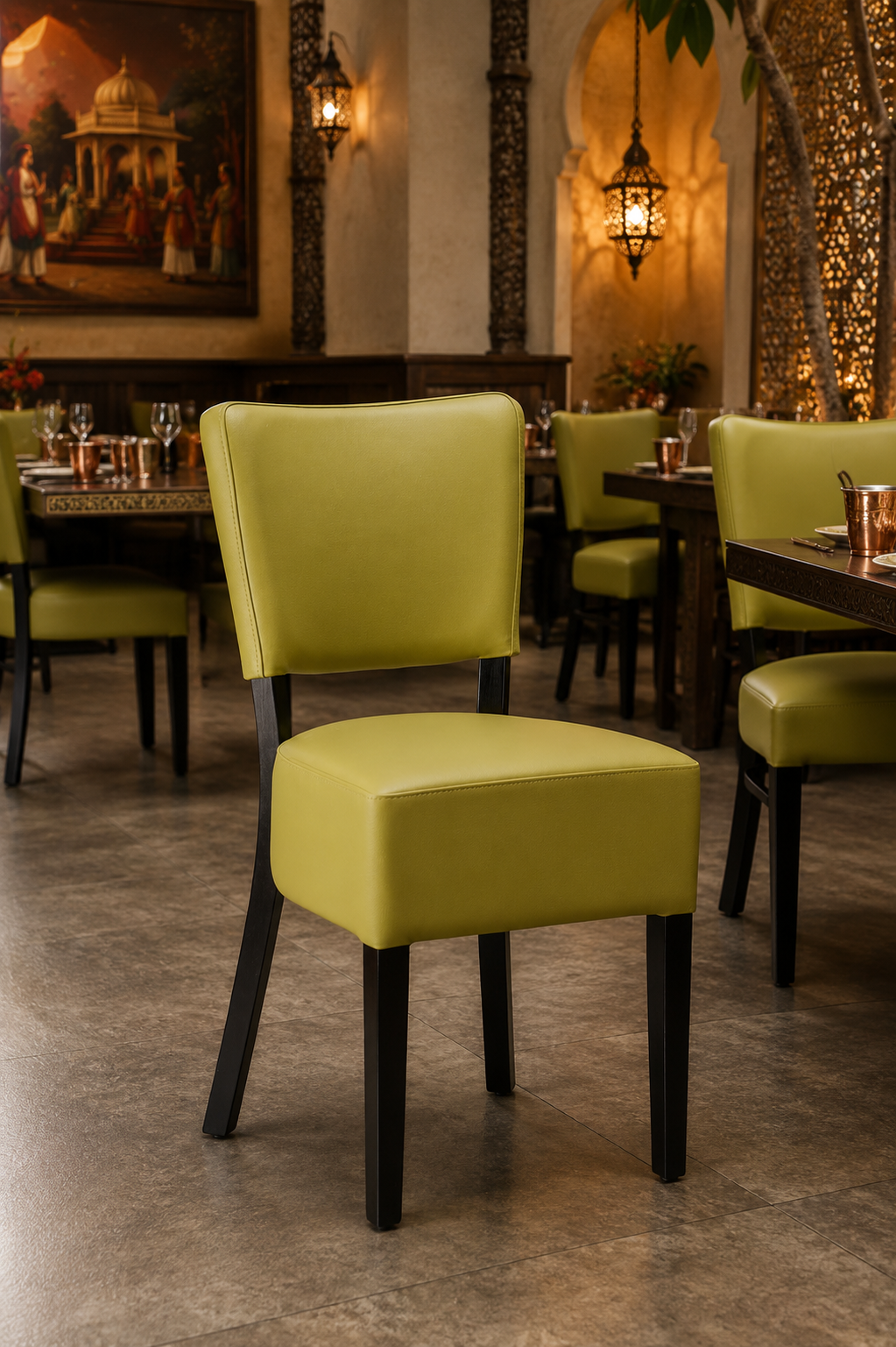 Hertford Side Chair Green / Black Frame