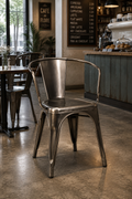 Tolix Style Armchair - Gun Metal Grey