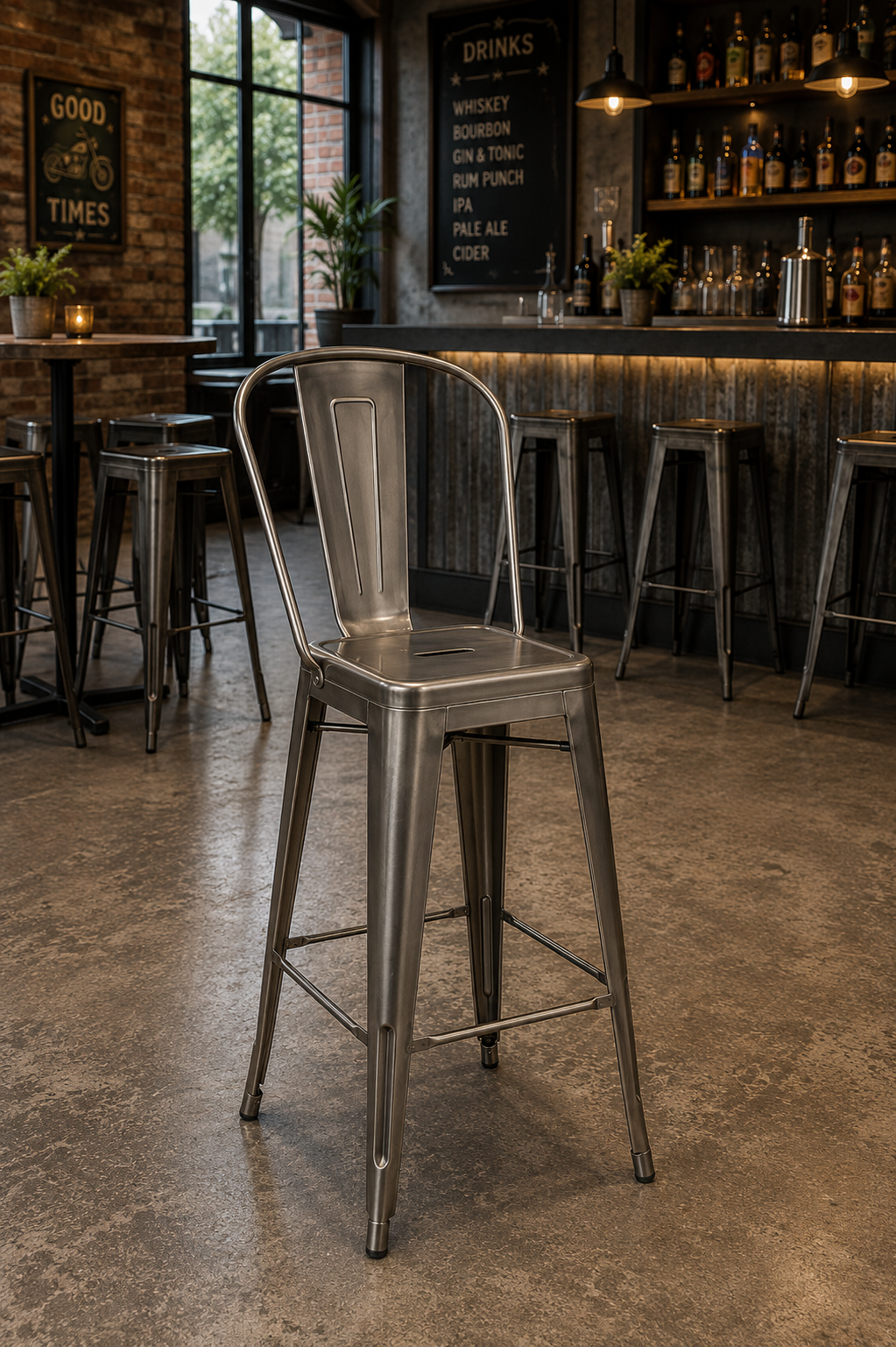 Tolix Style Highchair - Gun Metal Grey