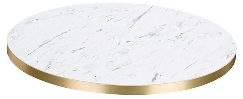 White Pietra / Gold Edge 25mm Laminate Top