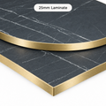 Restaurant Table Tops - Black Marble Effect with Gold Edge
