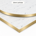 Restaurant Table Tops: Elegant White Marble & Gold Edge Design